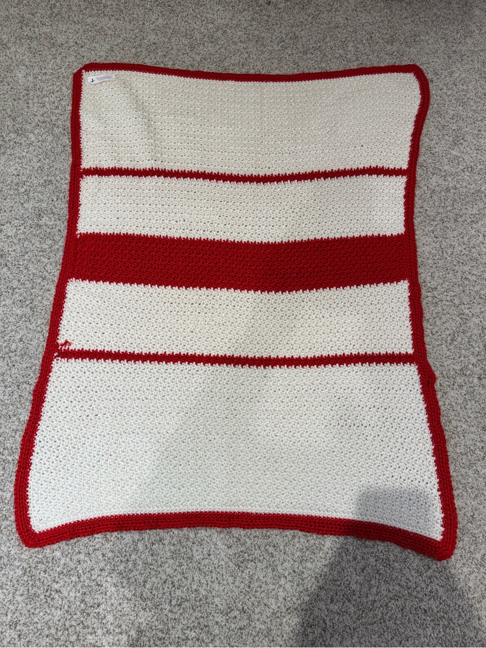 Vintage Handmade Crocheted Striped Blanket / Throw